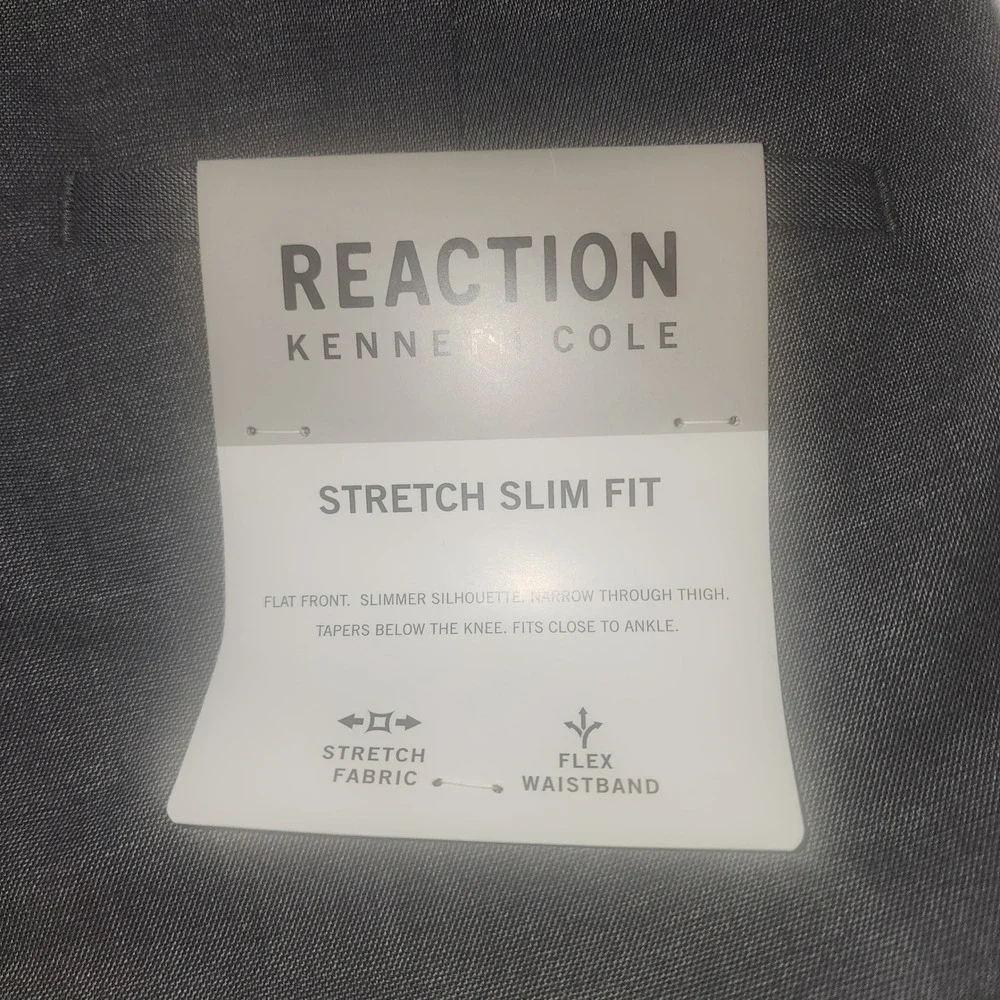 Kenneth Cole Reaction Mens 34x32 Slim Fit Stretch Dress Pants Medium Grey NWT